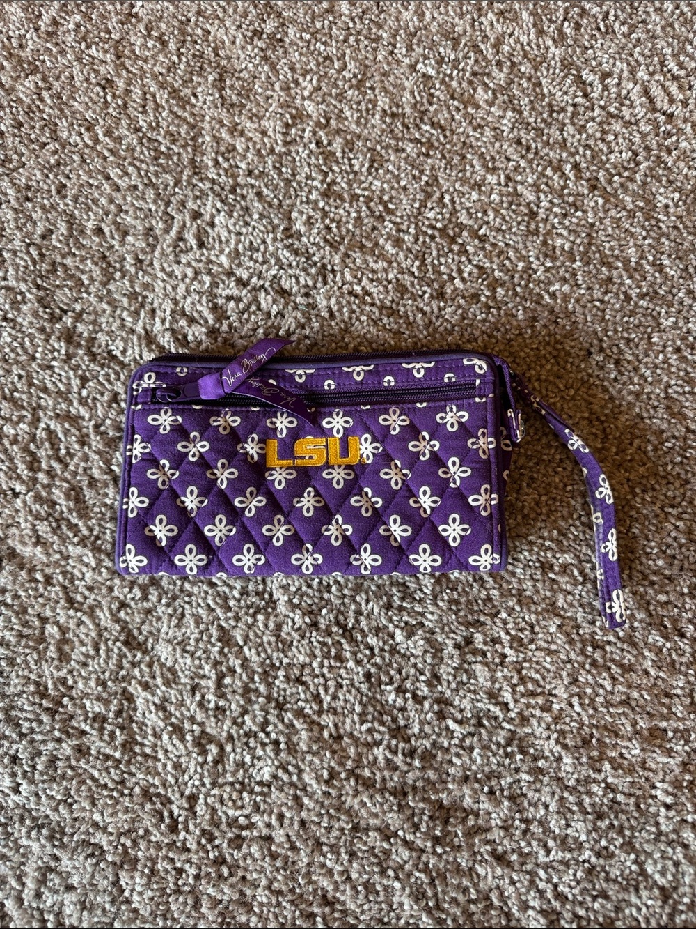 LSU Vera Bradley Quilted Purple Patterned Wristlet Wallet